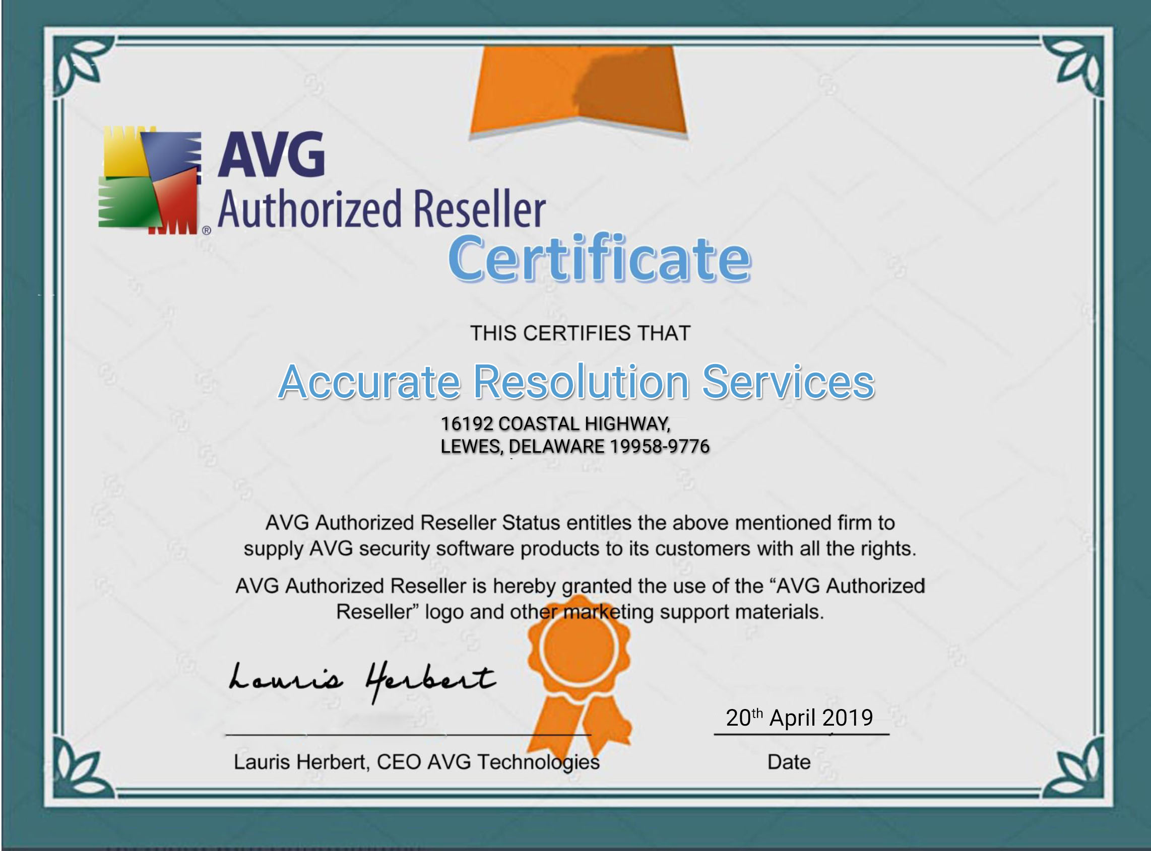 AVG Certificate